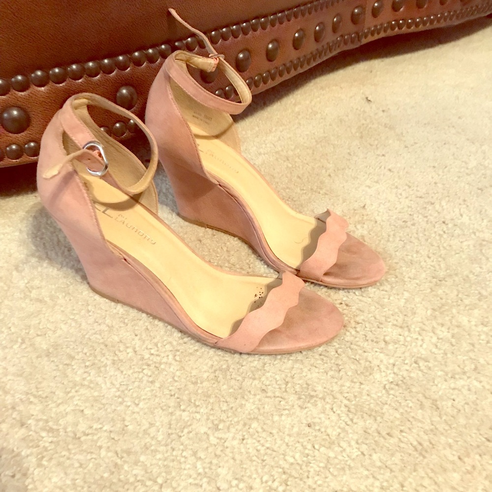 Faux suede wedges